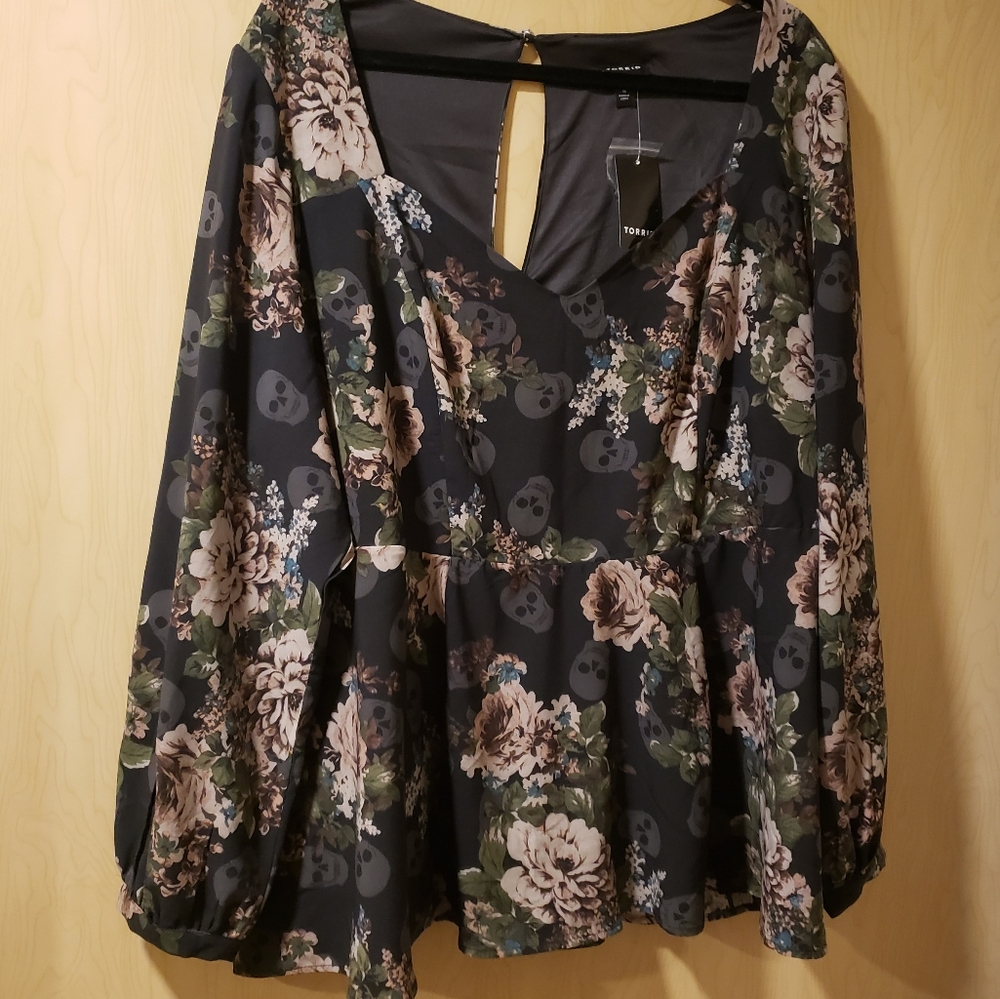 Floral and skull blouse